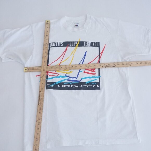 Vintage '90S Toronto Sailing White Cotton Single Stitch Tee By Fruit Of The Loom - Picture 3 of 10